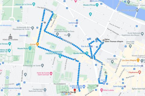 Plan Promenade 7ème rues du Bac Grenelle Varenne