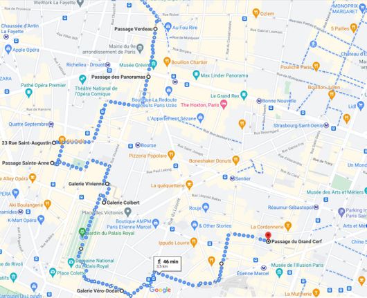 Stroll Paris covered passages map detailed itineraryle