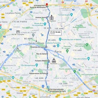 Map Stroll across Paris along Meridian line