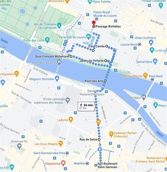 Plan promenade méridien Paris Saint-Germain au Louvre
