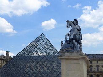 Louvre Pyramid Pei replica statue Sun King
