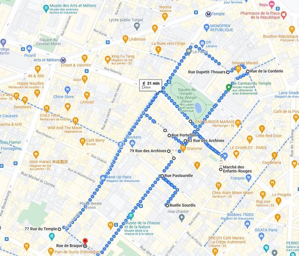 Promenade dans Paris quartier du Temple - Itinéraire détaillé