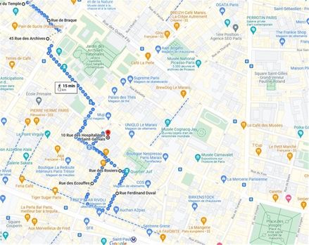 Stroll in Paris Marais neighborhood rue des Rosiers jeweish district detailed map itinerary