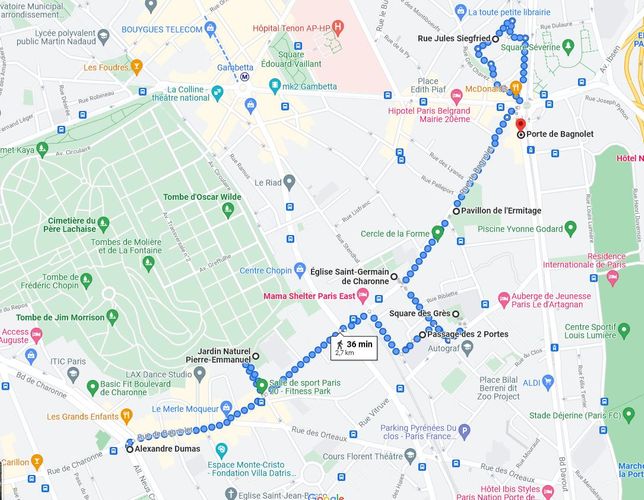 Stroll in Paris Charonne detailed map itinerary